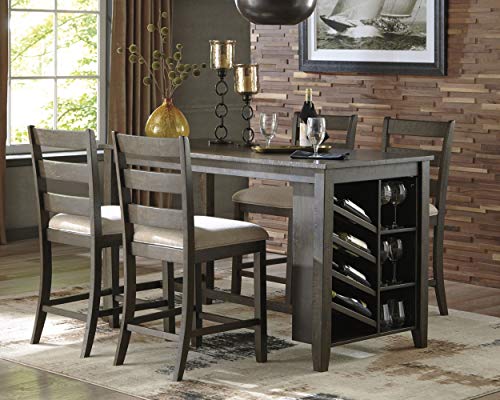 Signature Design By Ashley - Rokane Rectangular Dining Room Counter Table w/Storage - Casual Style - Brown