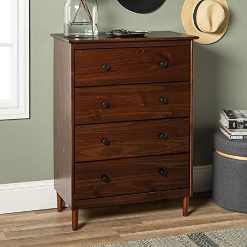 Walker Edison Wood Dresser Bedroom Storage Drawer Organizer Closet Hallway, 6, Walnut Brown