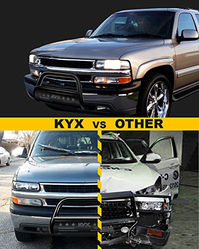 KYX Bull Bar for 1999-2006 Chevy Silverado 1500/GMC Sierra 1500, for 2000-2006 Tahoe/Suburban/Yukon/Yukon XL1500, 2002-2006 Avalanche 1500, 3" Brush Push Grille Guard Front Bumper