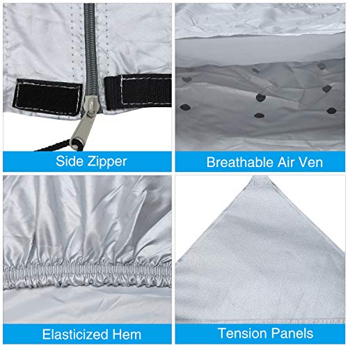 RVMasking Waterproof 150D Travel Trailer Rv Cover 26' 1"- 28' 6" L with Tongue Jack Cover and Adhesive Repair Patch, Ripstop Waterproof Camper Cover