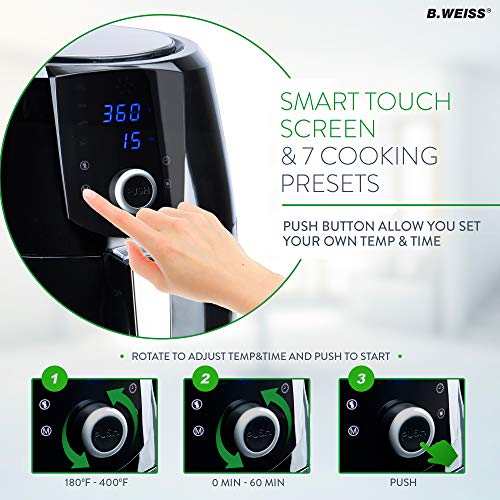 Air Fryer XL Best 5.5 QT Extreme Model 8-in-1 By Family Size Huge Capacity W/ Pizza Pan 50 Recipes Cook Book Toaster Rack Cooking Divider