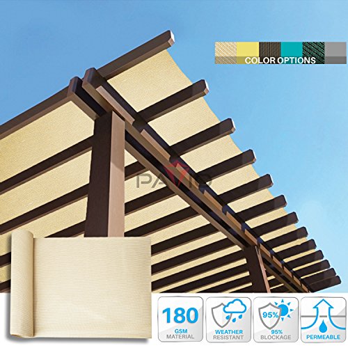 Patio Paradise 6' x 105' Sunblock Shade Cloth Roll Beige Fabric 95% UV Resistant Mesh Netting Cover for Outdoor