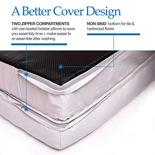 PetFusion Ultimate Dog Bed, Orthopedic Memory Foam. (XXL Sandstone, Medium Firmness, Waterproof Liner, YKK Zippers, More Breathable 35% Cotton Cover, Cert. Skin Contact Safe). 2Yr Warranty