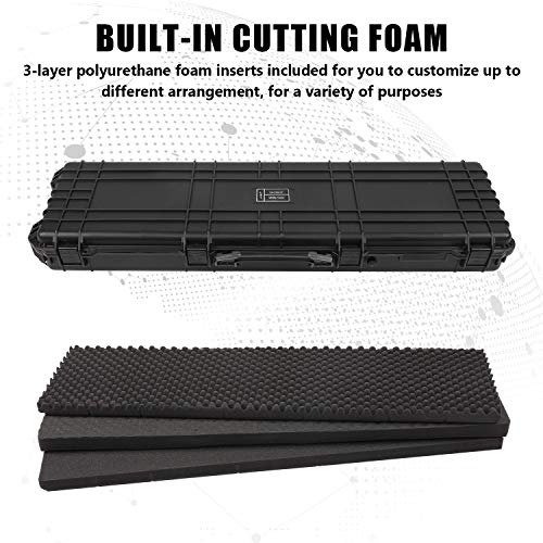 Lauraland 53 Inch Carrying Rifle Case, All Weather Water-Proof Safety Hard Gun Case with Foam with Wheels and Cuttable Foam