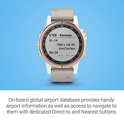 Garmin D2 Delta S, Smaller-Sized GPS Pilot Watch, Includes Smartwatch Features, Heart Rate and Music, Rose Gold with Beige Leather Band