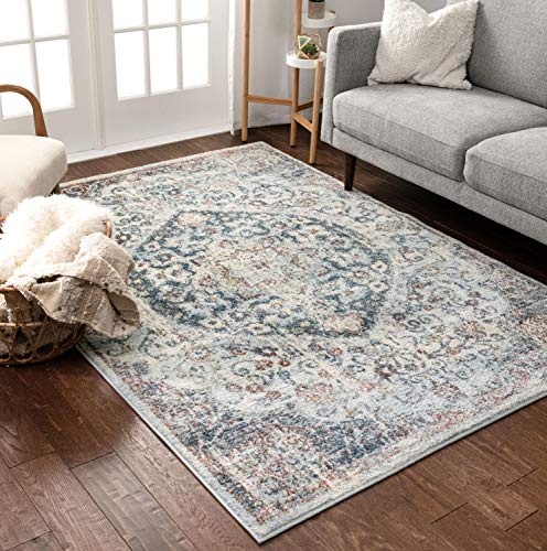 Well Woven Jessa Oriental Medallion Vintage Boho Blue Area Rug 8x11 (7'10" x 9'10")