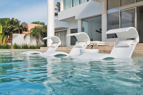 Ledge Lounger in-Pool Chaise Deep Lounge for 10-15 in. of Water (Set of 2, White)
