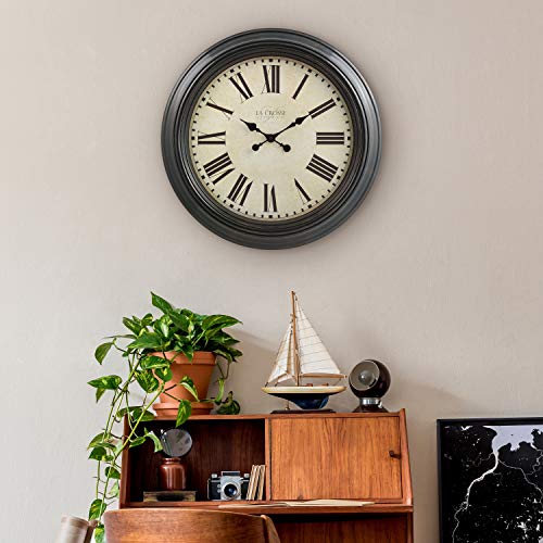 La Crosse 404-2658-INT 23-Inch Maxwell Quartz Wall Clock, Brown