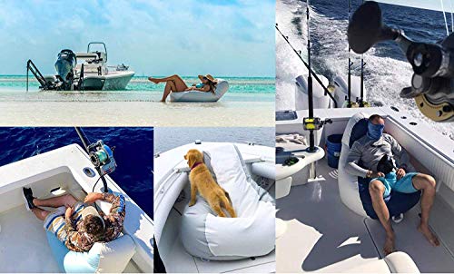 JoyBean Outdoor Bean Bag Chair Water Resistant Marine Vinyl Large, White/Oceanblue