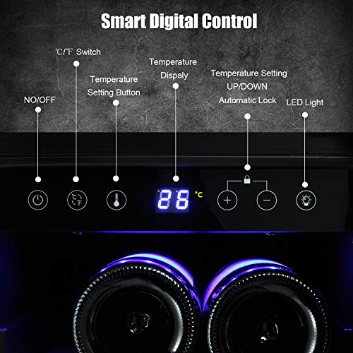 Antarctic Star 12 Inch Wine Cooler Beverage Refrigerator Beer Mini Fridge 18 Bottles Single Zone Built-in Freestanding Stainless Steel