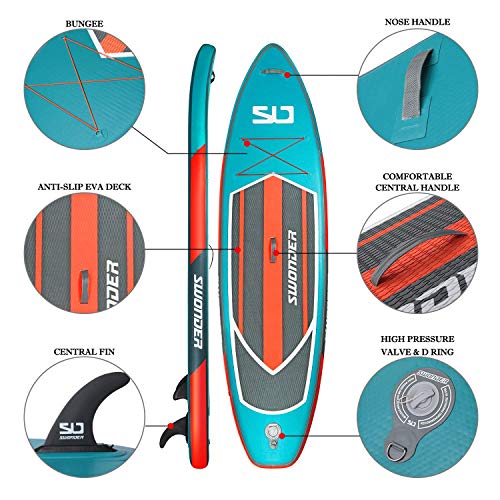 Swonder Premium Inflatable Stand Up Paddle Board Ultra Durable & Steady 11'6" Or 10'6" Long 32‘’ Wide 6'' Thick Full SUP Accessories