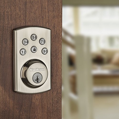 Kwikset 907 Powerbolt 2.0 Electronic Deadbolt Featuring SmartKey with Arlington Handleset (Satin Nickel)