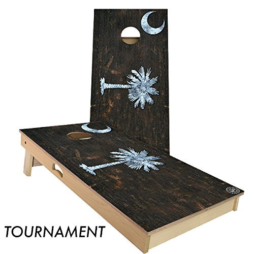 Rustic State Flag 4 by 2 feet Regulation Size Cornhole Boards Sets; 100% USA Made | Slick Woody's Cornhole Company (Vintage South Carolina)
