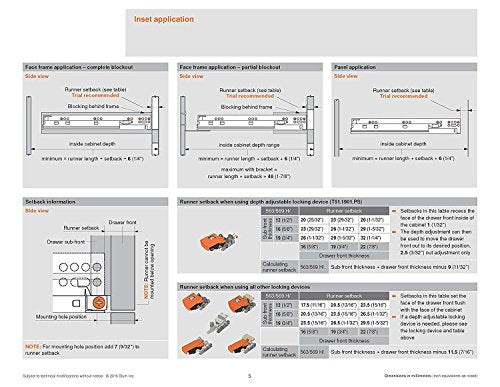 15in BLUM Tandem Set of 6 Drawer Slides Plus BLUMOTION Complete Kit. Locking Devices Rear mounting Brackets and Screws