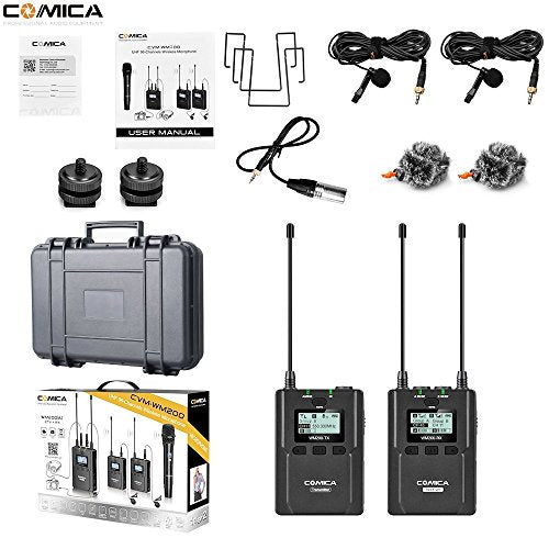 Comica 96 Channel Full Metal UHF Professional Wireless Lavalier Microphone System For Canon Nikon Sony Camera iPhone iPad & Other