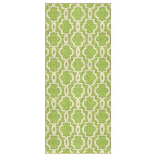 Custom Size Neon Green Moroccan Trellis Rubber Backed Non-Slip Hallway Stair Runner Rug 31in X 35ft