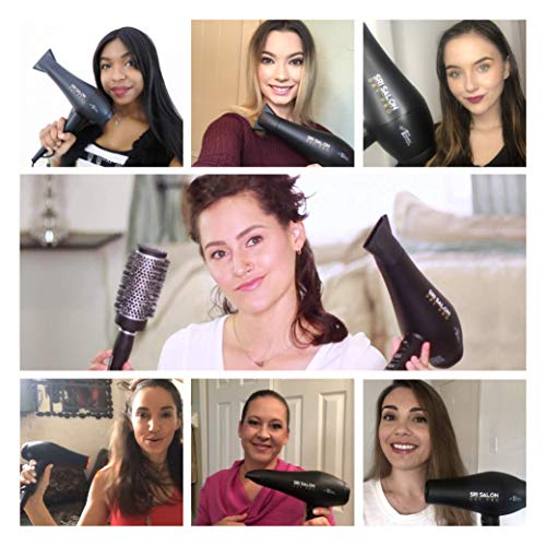 Skin Research Institute Salon Dry Pro - Red Light Therapy Professional Salon Ceramic Ionic Volumizing Anti-Frizz Hair Blow Dryer 1875W | Free Concentrator Diffuser and Comb Attachments In