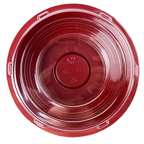 18 Ounce Plastic Food Bowls, 200 With Lid Disposable Food Containers - Mircowave-Safe, BPA-Free, Black And Red Plastic To Go Bowls, Disposable - Restaurantware