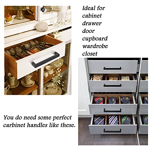 100 Pack Probrico Black Stainless Steel Square Corner Bar Cabinet Door Handles Drawer Pulls Knobs 1/2 in Width Hole Centers 6-1/4 inch 160mm