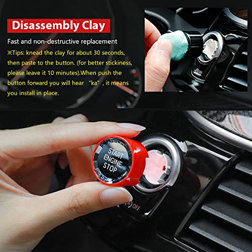 LECART Crystal Red Car Start Stop Engine Push Button Cover Start Ignition Button Cover Cap Push to Start Button Caps Compatible with BMW 1 2 3 4 5 6 7 Series X1 X2 X3 X4 X5 X6 F Chassis G Chassis