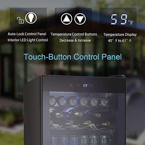 Kismile 4.5 Cu.ft Beverage Refrigerator and Cooler,126 Can Mini Fridge Glass Door with Digital Temperature Display for Soda,Beer or Wine,small Drink Dispenser Cooler for Home,Office or Bar (Gray)