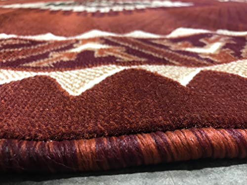 Kingdom Southwest Native American Area Rug Rust Terra Cotta Burgundy Green Beige Design D143 (8 Feet X 10 Feet)