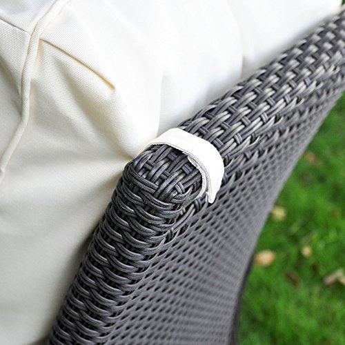 Outdoor Wicker Recliner Chair w/ 5.12'' Thickness Cushions, Automatic Adjustable Rattan, Aluminum Frame