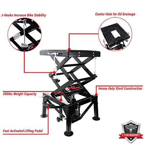 Pit Posse PP2551 Motorcycle ATV Scissor Floor Jack Lift Table Stand - 13 Inches Thru 36-Inch-High – Stable – Safe – Comfortable – 2 Years Warranty