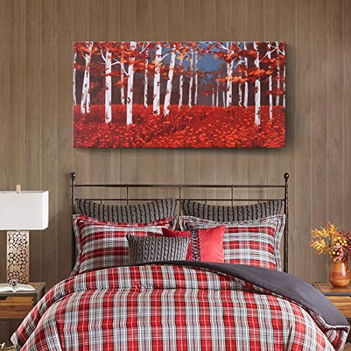 Large Wall Art Red Tree Forest Landscape Picture Modern Birch Trees Canvas Prints Nature Painting Artwork Gallery and Framed for Home Living Room Bedroom Office Decor Huge Size 60x30inch