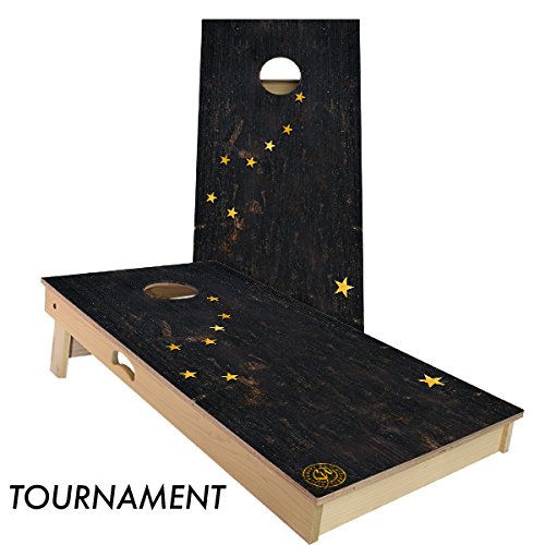 Rustic State Flag 4 by 2 feet Regulation Size Cornhole Boards Sets; 100% USA Made | Slick Woody's Cornhole Company (Full Color Alaska)