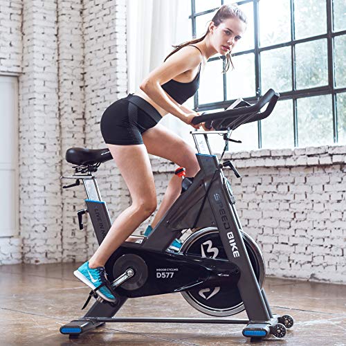 L NOW Indoor Cycling Bike Indoor Exercise Bike Stationary- Belt Drive with 44LBS Stable Flywheel,Heart Rate and LCD Monitor Commercial Standard for Home Cardio (LD577) (Blue)
