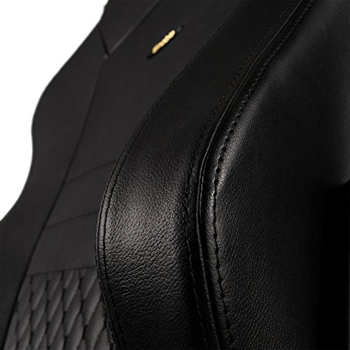 noblechairs Hero Gaming Chair - Office Chair - Desk Chair - Real Leather - 330 lbs - 125° Reclinable - Lumbar Support - Racing Seat Design - Black