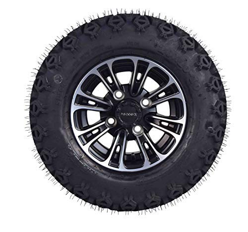 20" Tall MASSFX Black QUAKE Golf Cart Wheel and 20x10-10 Tire kit 10x7 4/101.6 4/4 Rim 4 PACK