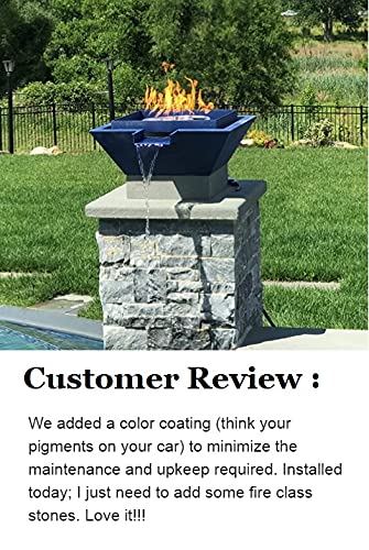 18" 24" Stainless Steel or Rustic Black Square Fire Pit Bowl Pot w/Waterfall Column (24" Fire Pit w/Waterfall, Rustic Black)