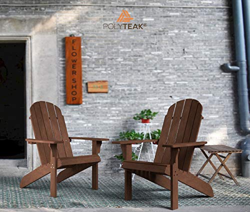 PolyTEAK Traditional Element Faux Wood Poly Adirondack Chair Adult-Size Weather Resistant Made From Special Formulated Poly Lumber Plastic