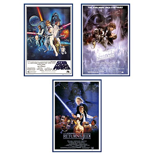 Star Wars Episode IV, V & VI - Framed 3 Piece Movie Poster/Print Set (3 Regular Style Posters) (Size: 24 inches x 36 inches Each)