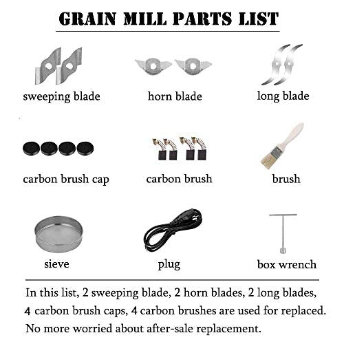 Electric Grain Grinder Stainless Steel Grinding Machine Commercial Cereals Grain Mill for Kitchen Herb Spice Pepper Coffee