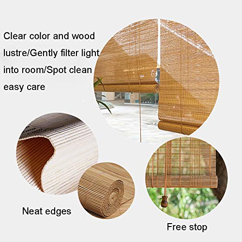 ZY Blinds Bamboo Window Blinds, Light Filtering Roll Up Blinds with Valance, 77" W x 48" L, Pattern 9