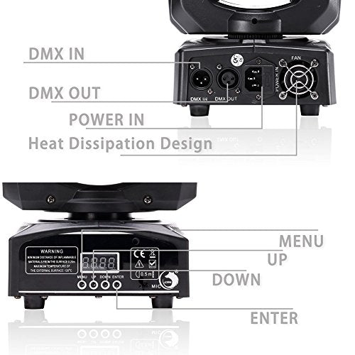 50W Moving Head Stage Lights, U`King Portable LED 8 Gobo 8 Pattern Spotlight by DMX 512 Control 9/11 Channel for Disco Party Lights Shows - 4 Pack