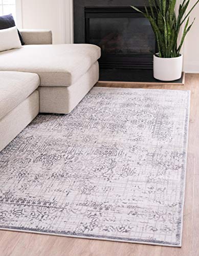 Unique Loom Aberdeen Collection Tone-on-Tone Traditional Textured Vintage Gray Area Rug (8' 0 x 10' 0)