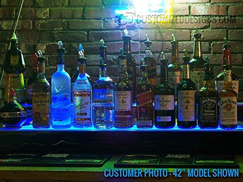 Customized Designs 48" 2 Tier Back Bar Liquor Display Shelves - Home Bar Lighting