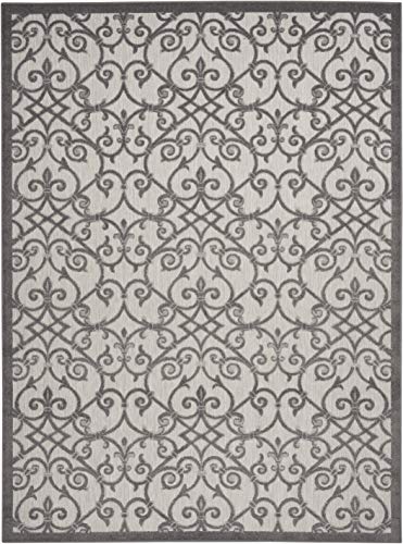 Nourison Aloha Beach Contemporary Grey/Charcoal Area Rug (8' x 11'), 7'10"X10'6",