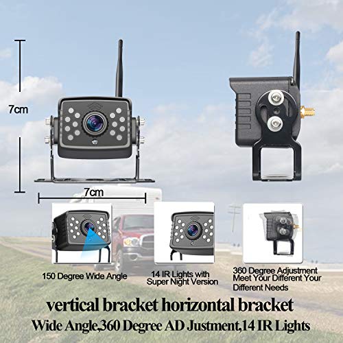 Yakry Digital Wireless 4 Backup Camera For 5th Wheels W/ Highway Monitoring System IP69K Waterproof Super Night Vision