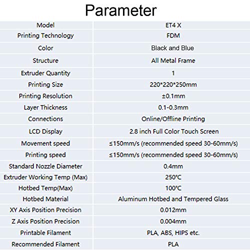 Anet DIY 3D Printer, All Full Metal Frame W/ Resume Printing Function, 2.8in LCD Color Touch Screen, Upgraded Over-Current Protection Mainboard