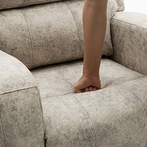 Bonzy Home Power Recliner Chair Air Suede Overstuffed Electric Faux Suede Leather Recliner Chair with USB Charge Port Light Gray