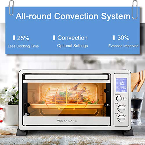 Vestaware Toaster Oven, 27QT Hot Convection&Rotisserie Oven w/ 10 Presets & 6Accessories, Stainless Steel