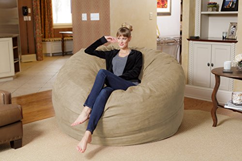 Chill Sack Bean Bag Chair: Giant 6' Memory Foam Furniture Bean Bag - Big Sofa with Soft Micro Fiber Cover, Pink Furry