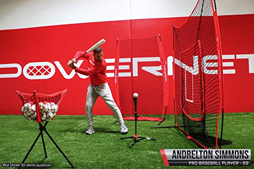 PowerNet All in ONE Coach Bundle (Navy) 7x7 DLX Practice Net + I-Screen +3Pack Weighted Training Ball