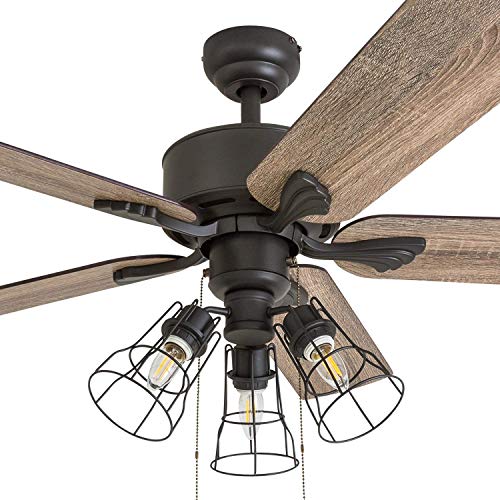 Prominence Home 50684-01 Aspen Pines Farmhouse Ceiling Fan (3 Speed Remote), 52", Barnwood/Tumbleweed, Aged Bronze
