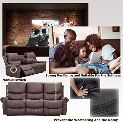 Recliner Sofa For Living Room Set Couch Palomino Fabric Loveseat 3 Seater Home Theater Manual Motion Home Furniture